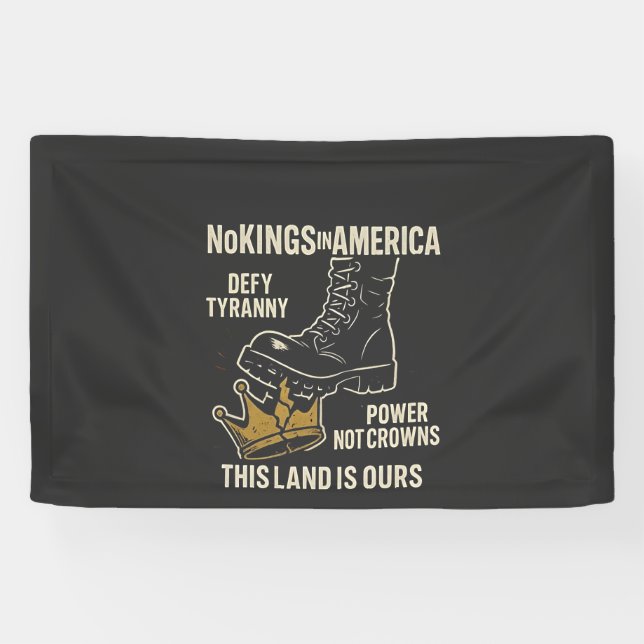 No Kings in America Anti-Trump 4th of July  Banner (Horizontal)