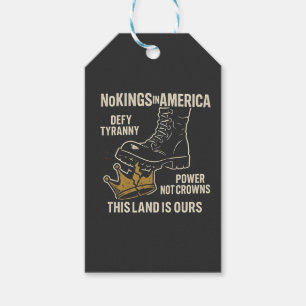 No Kings in America Anti-Trump 4th of July  Gift Tags