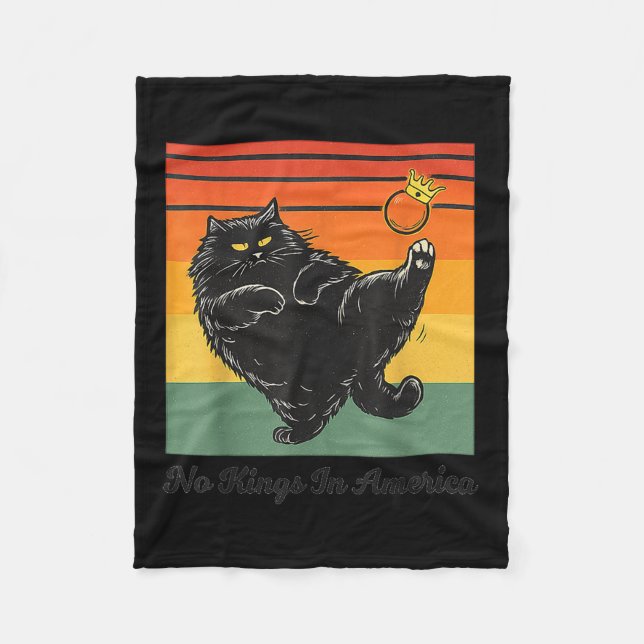 No Kings In America Black Cat Funny Cat Kicking Cr Fleece Blanket (Front)