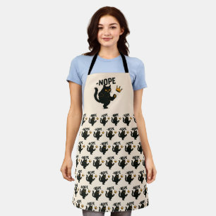No Kings In America Black Cat Funny Kicking Crown Apron