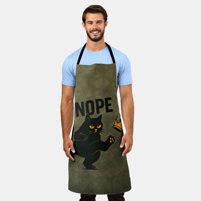 No Kings In America Black Cat Funny Kicking Crown Apron (Worn)