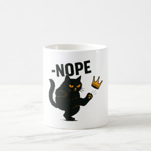 No Kings In America Black Cat Funny Kicking Crown Coffee Mug