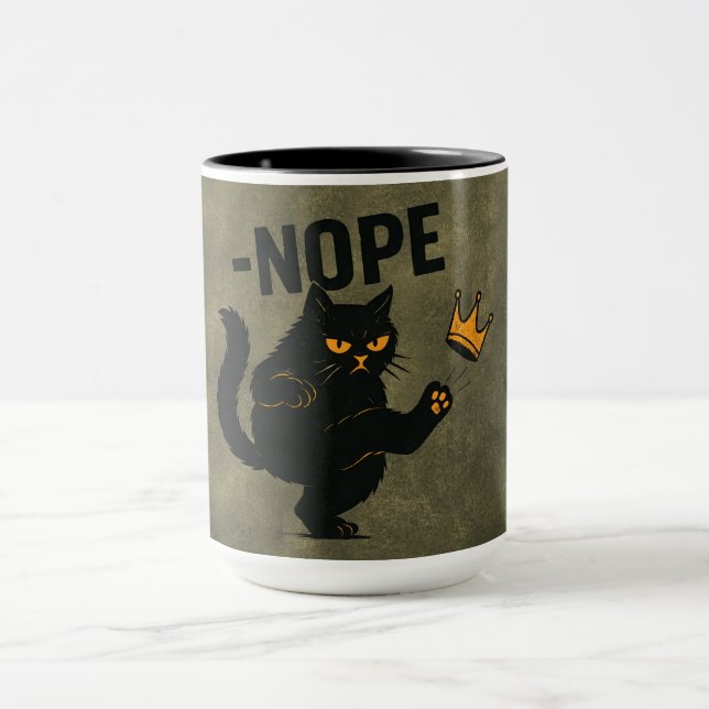No Kings In America Black Cat Funny Kicking Crown Mug (Center)