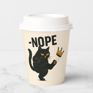 No Kings In America Black Cat Funny Kicking Crown Paper Cups
