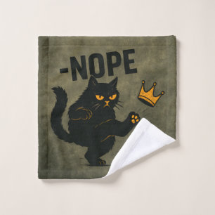 No Kings In America Black Cat Funny Kicking Crown Wash Cloth