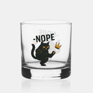No Kings In America Black Cat Funny Kicking Crown Whiskey Glass