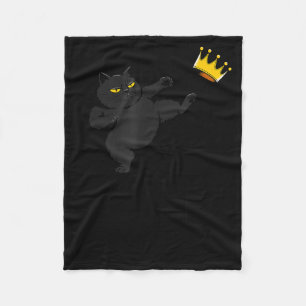No Kings In America Black Cat Funny Litical Meme 4 Fleece Blanket