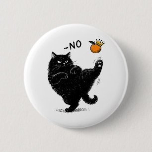 No Kings In America Black Cat Funny Political Meme 6 Cm Round Badge