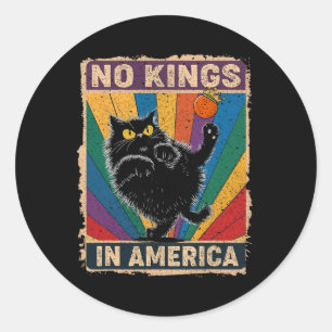 No Kings In America Black Cat Political Anti Trump Classic Round Sticker