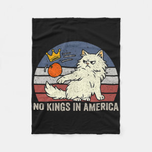 No Kings In America Black Cat Political Anti Trump Fleece Blanket