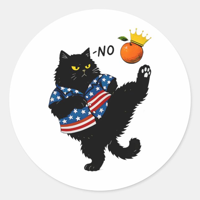 No Kings In America Black Cat We The People  Classic Round Sticker (Front)