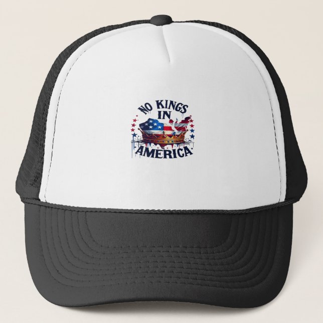 No Kings In America Classic Retro Cool Trucker Hat (Front)