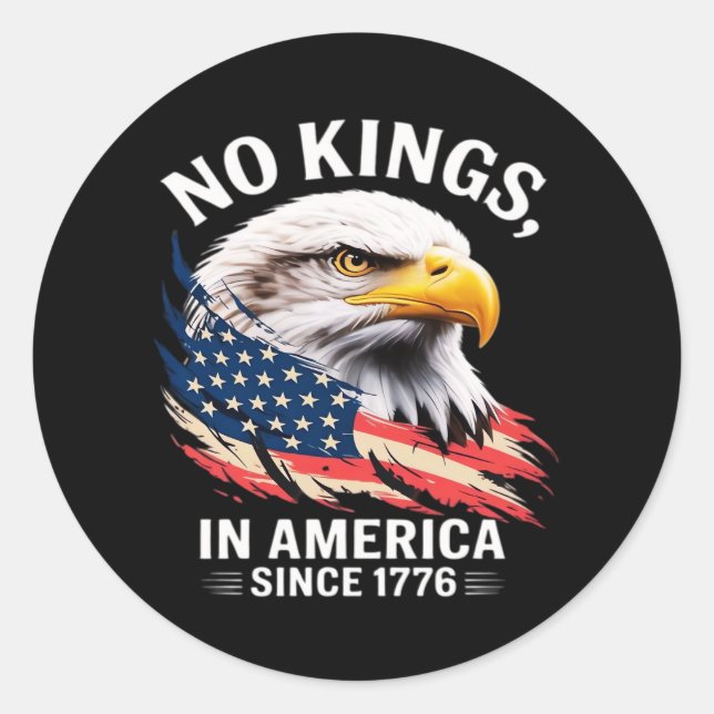 No Kings In America Classic Retro Graphic Design Round Sticker (Front)