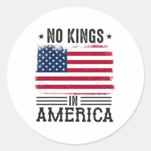 No Kings In America Flag Protest Save Democracy 3  Classic Round Sticker