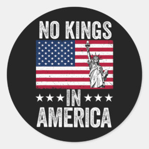 No Kings In America Flag Protest Save Democracy 9  Classic Round Sticker