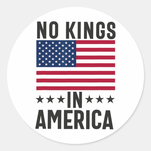No Kings In America Flag Protest Save Democracy  Classic Round Sticker (Front)