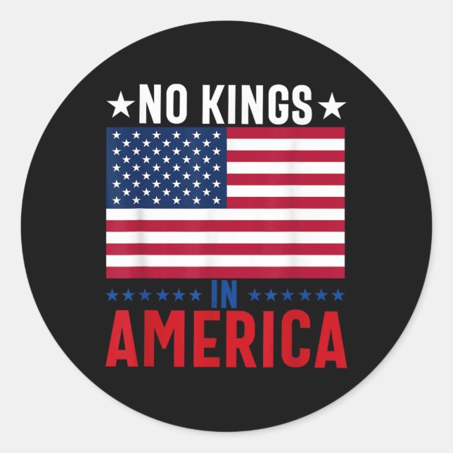 No Kings In America Flag Protest Save Democracy  Classic Round Sticker (Front)
