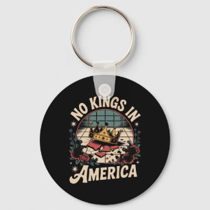 No Kings In America Floral Retro Democracy  Key Ring