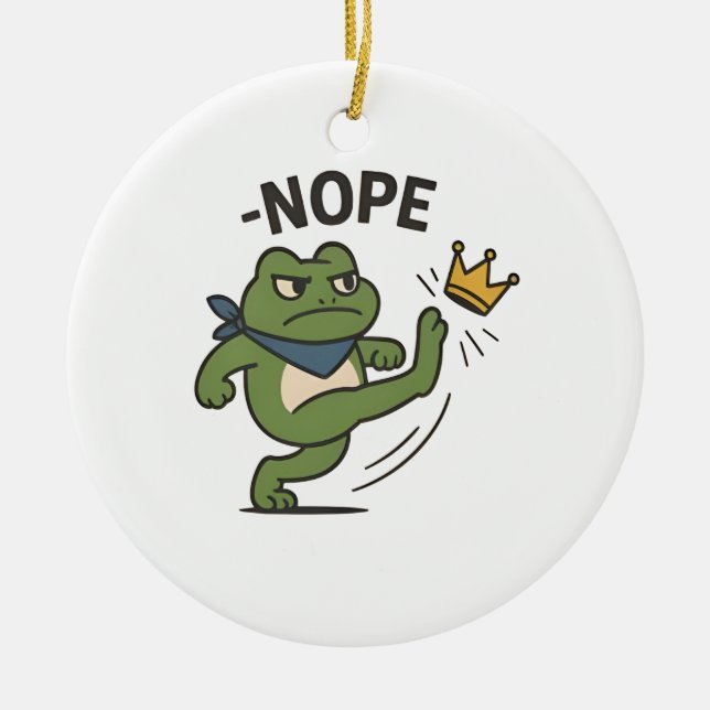 No Kings in America Frog No Kings Democracy Ceramic Ornament (Front)