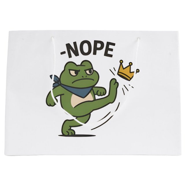No Kings in America Frog No Kings Democracy Large Gift Bag (Front)