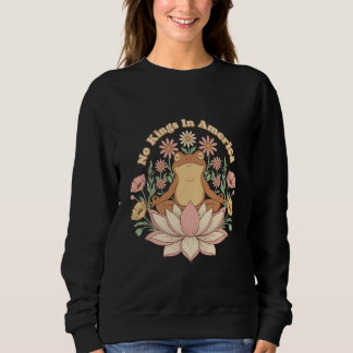 No Kings in America Frog Yoga Retro 70s Vintage Sweatshirt