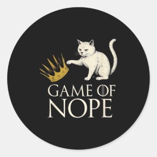 No Kings In America Funny Black Cat Kicking Crown Classic Round Sticker