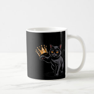 No Kings In America Funny Black Cat Kicking Crown Coffee Mug