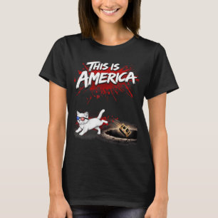 No Kings in America Funny Cat Patriotic T-Shirt