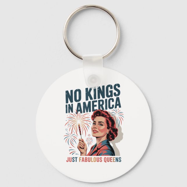 No Kings In America Just Famulous Queens Pride Mon Key Ring (Front)