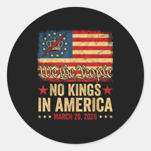 No kings in america march 28 2026 no kings day classic round sticker