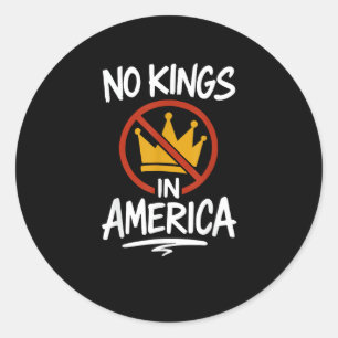 No Kings In America No Crown Minimal Clean Classic Round Sticker