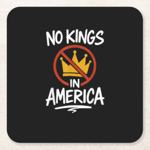 No Kings In America No Crown Minimal Clean Square Paper Coaster