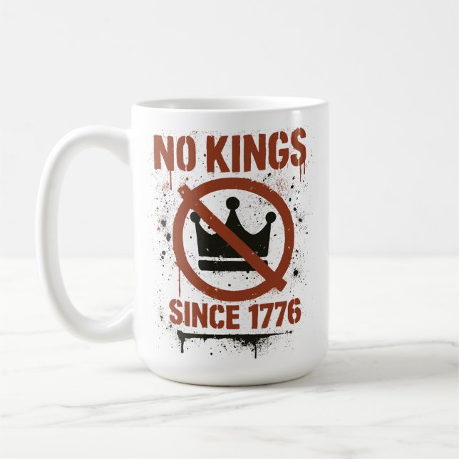 No Kings in America, No Kings Day Protest Coffee Mug (Left)