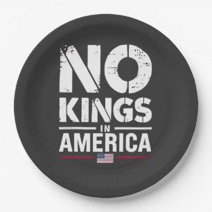 No Kings in America Patriotic American Flag Paper Plate
