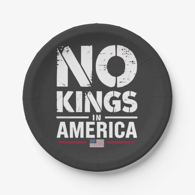 No Kings in America Patriotic American Flag Paper Plate (Front)