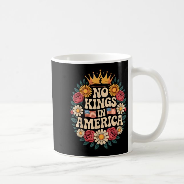 No Kings In America Patriotic Democracy Dom Retro  Coffee Mug (Right)