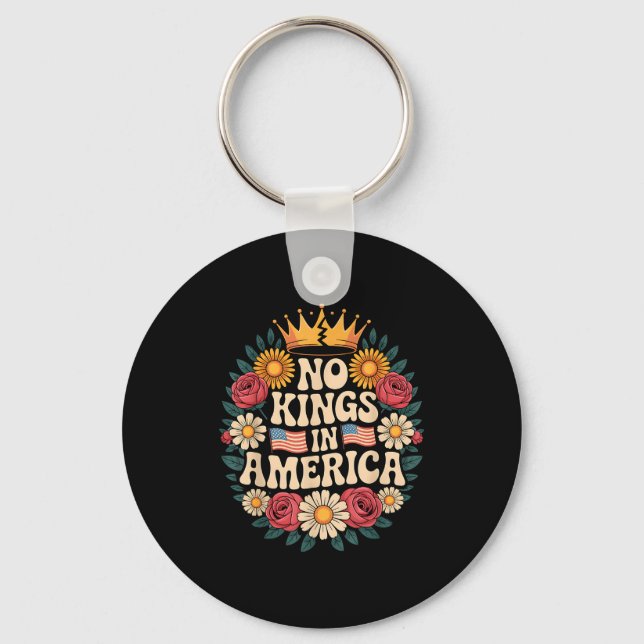 No Kings In America Patriotic Democracy Dom Retro  Key Ring (Front)