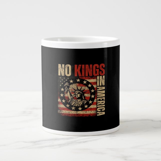 No Kings In America Patriotic Grunge Classic Vinta Large Coffee Mug (Front)