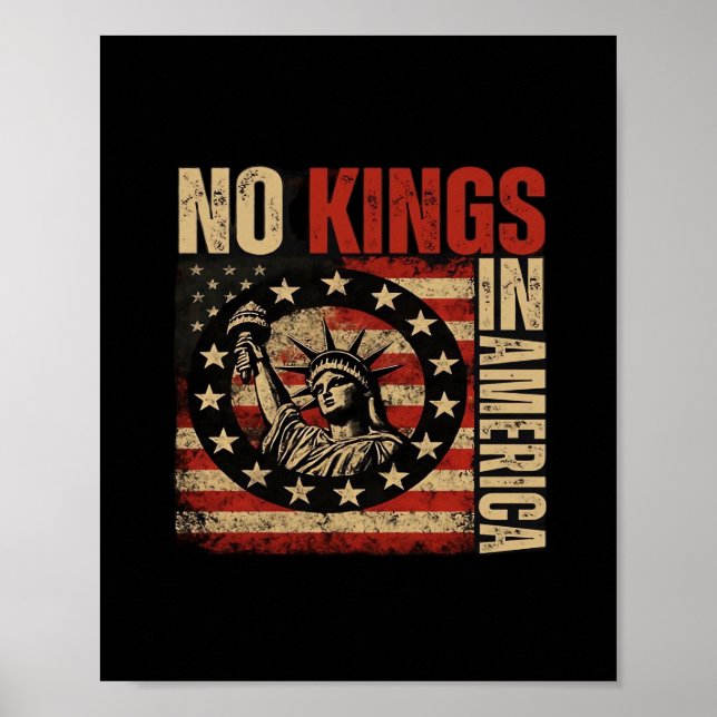 No Kings In America Patriotic Grunge Classic Vinta Poster (Front)