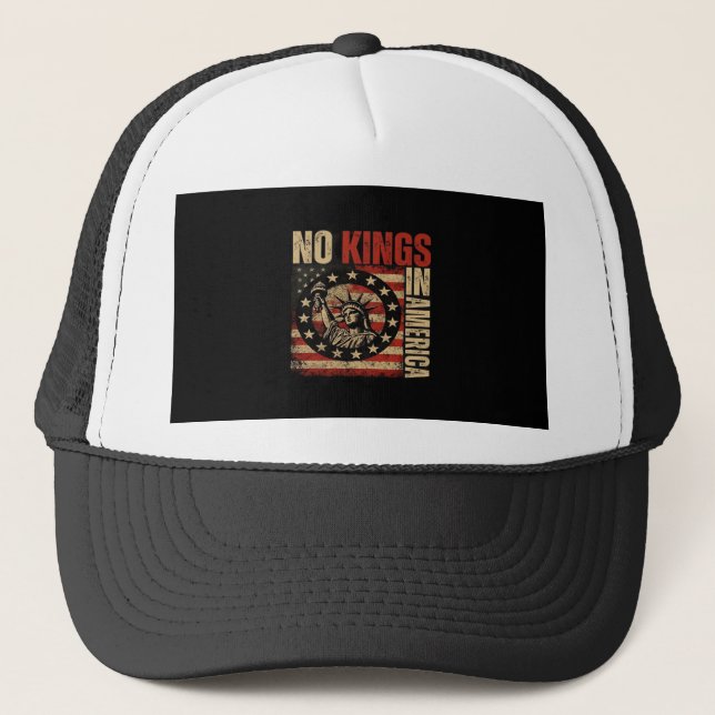 No Kings In America Patriotic Grunge Classic Vinta Trucker Hat (Front)