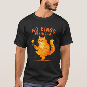 No Kings in America Patriotic Political Cat Desig T-Shirt