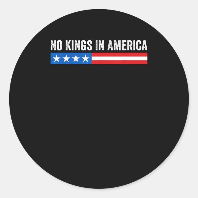 No Kings In America Patriotic Style Classic Round Sticker (Front)