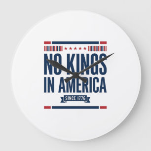 No Kings in America Patriotic Vintage Vector Desig Large Clock