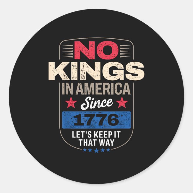 No Kings In America Retro Classic Classic Round Sticker (Front)