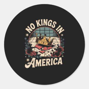 No Kings In America Retro Classic Classic Round Sticker