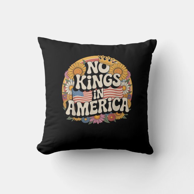 No Kings In America Since 1776 Distressed USA Flag Cushion (Front)