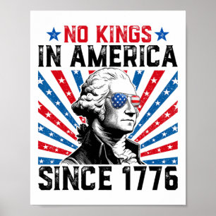 No Kings In America Since 1776 Distressed Usa Flag Poster