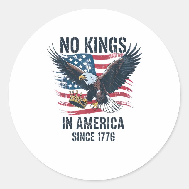 No Kings In America Since 1776 Minimal Clean Classic Round Sticker (Front)