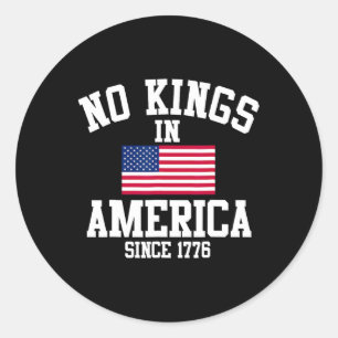 No Kings In America Since 1776 Retro American Flag Classic Round Sticker