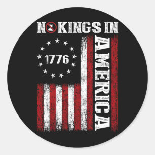 No Kings In America Since 1776 Shirt Usa Flag Demo Classic Round Sticker